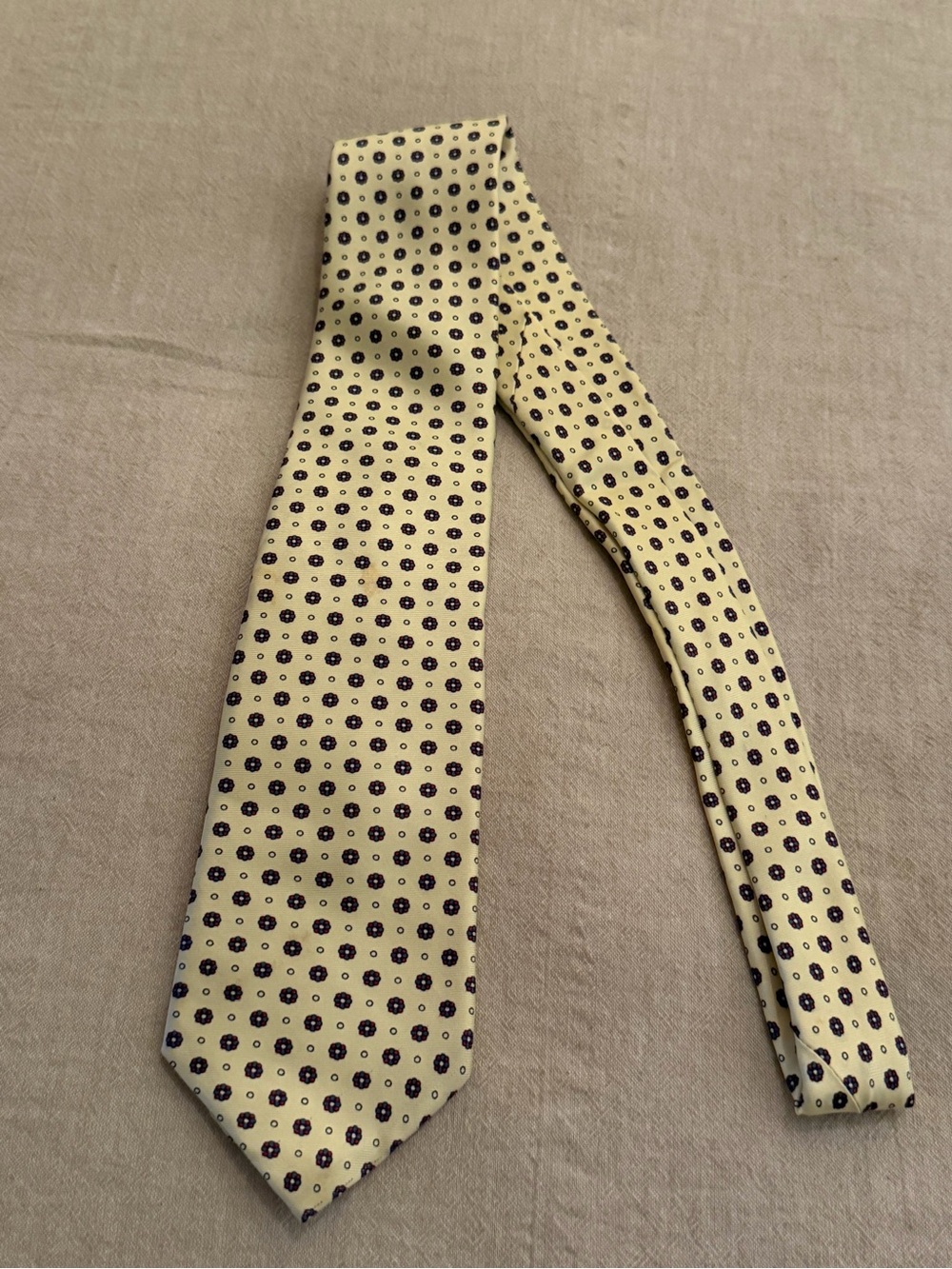 Liberty of London 100% Silk Yellow with Small Blue and Red Floral 57" Necktie